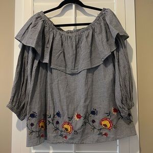Off shoulder embroidered top